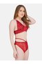 Women Red Lace Self Design Top and Bikini Set - 3