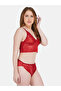 Women Red Lace Lace Bralette and Bikini Set - 3