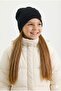 Children's Black Thermal 100% Cotton Soft 2 Styles in 1 Beanie Premium Cuts Series - 5