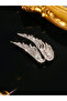 Wing Shaped Rhinestone Embellished Brooch - 5