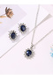 Big Blue Rhinestone Pendant Necklace with Earrings Set - 2
