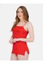 Women Red Self Design Lace Lingerie Set - 2