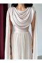 Stone Drapey Chiffon Cape Sleeve Long Evening Dress - 3