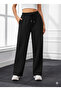 Winter Fleece-Lined Women's (Black) Sweatpants with Cotton Inside, Wide Leg, Baggy, Plus Size, with Pockets