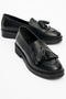 Tasseled Genuine Leather Skin Black Women's Loafer Shoes Women's Daily Classic Tassel Detailed Shoes - 7