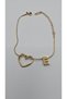 Stainless Steel Gold Color Heart Detailed Letter Bracelet – Letter E