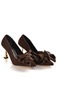 Women's Gold-Heeled Satin Bow Detail Heeled Shoes
