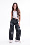 Girl's Star Embroidered Design Jeans