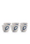 Beige Coffee Cups Set with Blue Beads Pattern