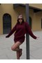 Women's Burgundy Polo Neck Sweater Tunic Size 7036 - 2