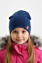 Children's Light Navy Blue Thermal 100% Cotton Soft 2-in-1 Beanie Premium Cuts Series