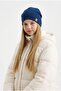 Children's Light Navy Blue Thermal 100% Cotton Soft 2-in-1 Beanie Premium Cuts Series - 5