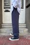 Elastic Waistband Embroidery Detail Trousers Navy Blue - 2