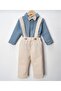Baby Boy Shirted Muslin Fabric Salopet Set