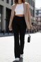 Women's Black High Waist Front Seam Spanish Leggings - 5