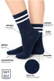 Bamboo Unisex Tennis College Striped Black-White-Navy Blue Premium Stitch-Free Socket Socks 3-Pack - 2