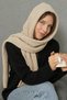 Women's Soft Textured Hooded Scarf Thessaloniki Knitted Hooded Shawl 13038 Beige - 3