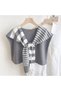 New Style Knitwear Shoulder Shawl Gray and White Patterned