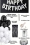 Black and White Balloon Set White Foil Happy Birthday Lettering Black Wall Curtain Birthday Decoration Package - 2