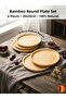 6 Pieces Bamboo Round Serving Plates, Presentation Set (20x20 cm)