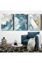 White Flower on Blue Background 3 Piece Canvas - Canvas Painting