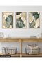 Green Floral Modern Art 3 Piece Wooden Framed Painting Act - 2