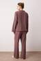 Bordo Pamuklu Kalın/Kışlık Çizgili Flanel Dokuma Pijama Takımı THMAW26PT00196 - 4