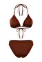 Brown Triangle Covered Normal Waist Regular 3-Piece Bikini Set Tbess26Bt00013 - 9