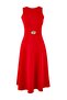Kırmızı Kayık Yaka Skater/Belden Açılan Midi Dokuma Elbise TWOSS26EL00134 - 5