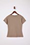 Vizon Relaxed/Rahat Kalıp Kayık Yaka Kısa Kollu %100 Pamuk Örme T-Shirt TWOSS26TS00004 - 6