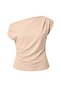 Taş  Büzgü/Drape Detaylı Dökümlü Asimetrik Yaka Örme Bluz TBBSS25AF00119 - 5