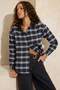 Kahverengi Ekoseli Yakası Fitilli Oversize Kalıp Flanel Gömlek TWOSS26GO00038 - 2