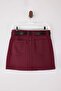 Bordo Kemer Detaylı Mini %100 Pamuk Denim Etek TWOSS26ET00005 - 7