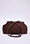 Dark Brown Suede Magnet-Closed Adjustable Strap Mini Size Women's Shoulder Bag Takss26Oc00043 - 2