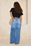 Mavi DÖKÜMLÜ Beli Lastikli %100 Pamuk Yüksek Bel Ekstra Geniş Paça Wide Leg Jeans TWOSS26JE00046 - 4
