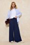 Lacivert Wide Leg Bol Paça Dokuma Pantolon TCTSS22PL0240