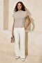 Taş Regular/Normal Kalıp Dik Yaka Aksesuar Detaylı Crop Soft Touch Örme Bluz TWOSS26BZ00021 - 2