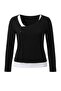 Black Stretch Fabric Combed Cotton Single Jersey Knitted Plus Size Blouse Tbbaw26Af00089 - 5