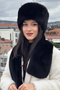 Women's Winter Black Faux Fur Plush Heart Scarf Gloves - Set of 3