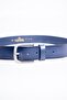 Men's 100% Genuine Leather 4 Cm Sports Navy Blue Belt - 2