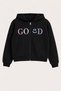 Children's Black Hooded Zippered Sweatshirt – Colorful Text Detail 1182 - 2