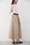 Women's Belted Ruched Detail Maxi Skirt Khaki - 6