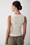 Women's Crew Neck Stone Detailed Sleeveless Knitwear Tank Top Cream - 5