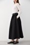 Women's Belted Ruched Detail Maxi Skirt Black - 5