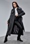 Dark Gray Regular Windbreaker Detailed Cashmere Coat - 5