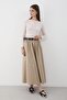 Women's Belted Ruched Detail Maxi Skirt Khaki - 3