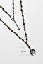 82 cm Silver Compass Men's Necklace with Tiger's Eye and Hematite Stone - 3