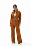 Women's Knitted Two-Piece Set Zip-Up Jacket Wide-Leg Pants Standard Size Modest Set - 4