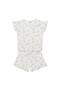 Organic White Cute Rabbit Pattern Jacquard Ruffle Short Sleeve Shorts Girls Pajamas Set - 2