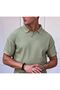 Men's Pistachio Green Twill Pattern Cut Neck Oversized T-Shirt - 4